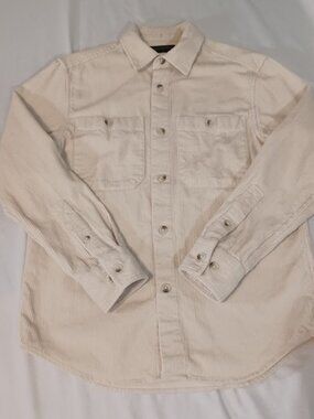 Banana Republic Mens Small Wide Wale Corduroy Shirt Cream Tundra Button Up